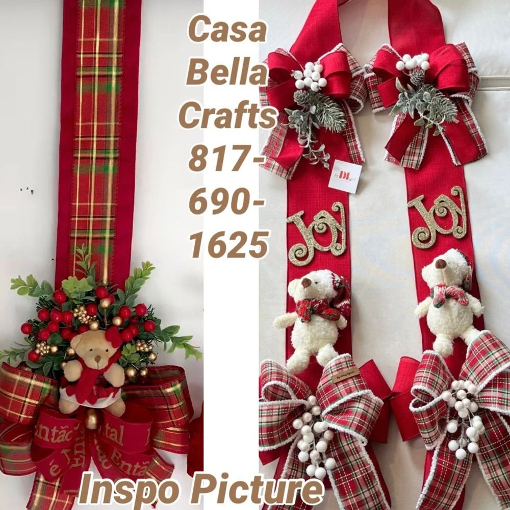 Over The Door Double Christmas Swag.  Christmas Bow/ Wreath /Ribbon Swag custom